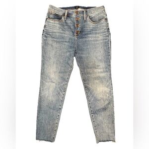 J. Crew High Rise Vintage Skinny Button Fly Raw Hem Denim Jeans Women's Size 32